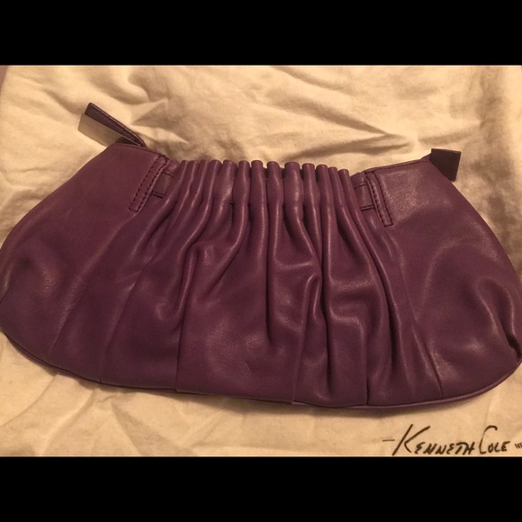 Kenneth Cole Leather Clutch- Purple - Picture 1 of 6